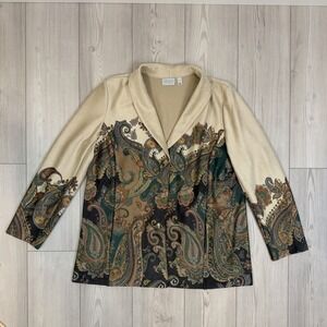 Susan Graver Womens XL Regular Printed Suede Shawl Collar Jacket Paisley A547212